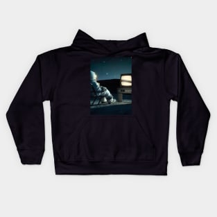 Astronaut watching TV Kids Hoodie